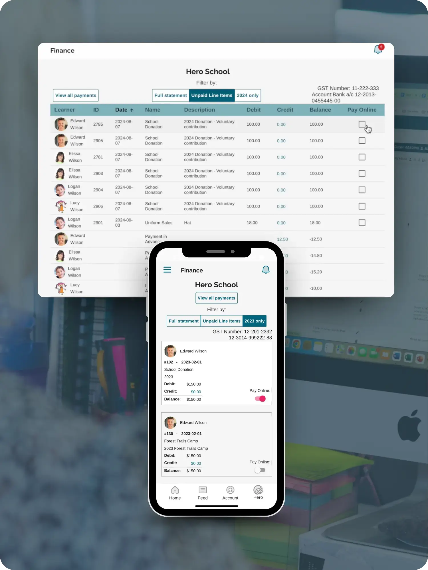 Hero AU Finance and student billing for schools
